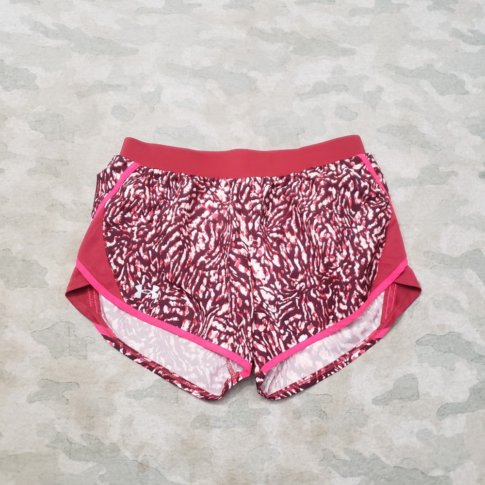 Under Armour Shorts Womens Small Red HeatGear Running Loose Fit Drawstring Lined